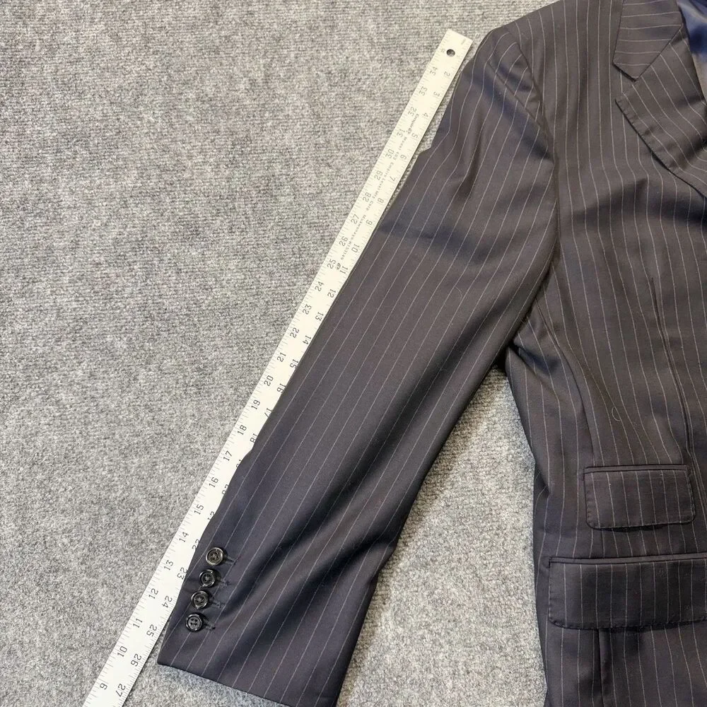 Hickey Freeman Loro Piana Super 150s Wool Mens Pinstripe Suit Jacket USA